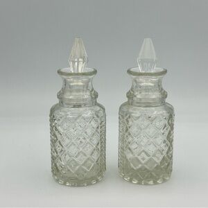 Pair of Vintage Crystal Spice Containers 4”
